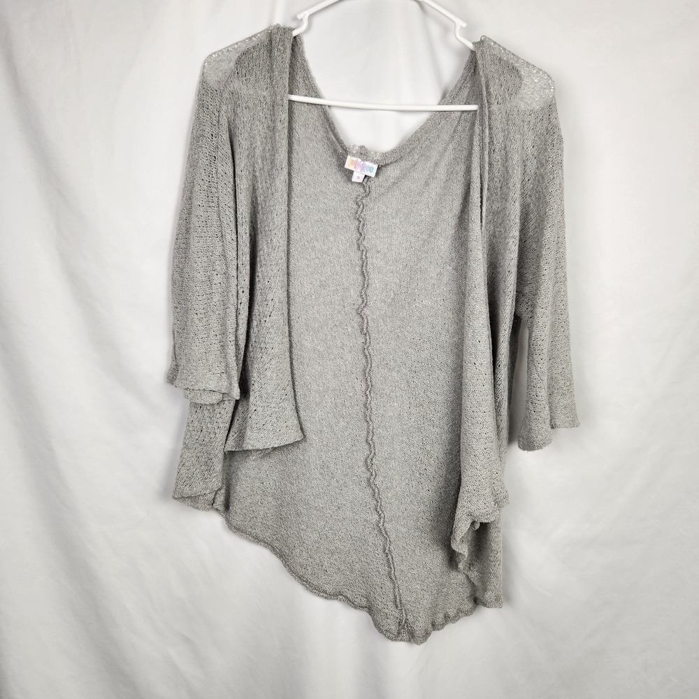 LulaRoe Womens Small Loose Knit‎ Open Front Gray Sweater Cardigan